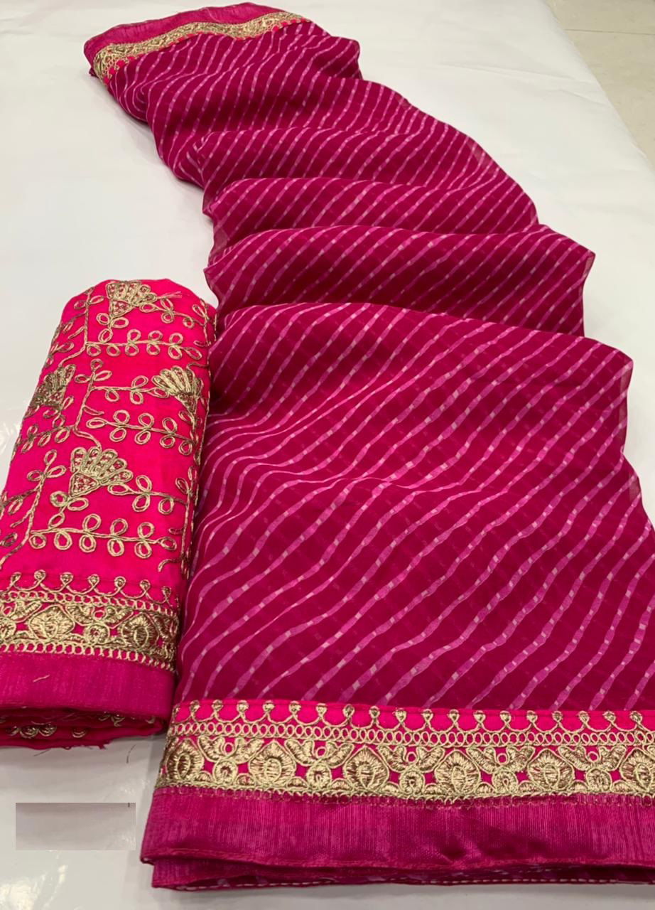 Mahek 80 New Eclusive Wear Designer Fancy Georgette Leheriya Saree Collection